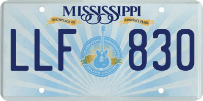 MS license plate LLF830