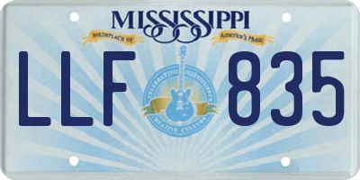 MS license plate LLF835