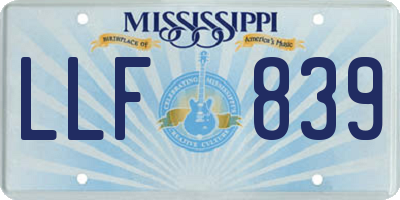 MS license plate LLF839