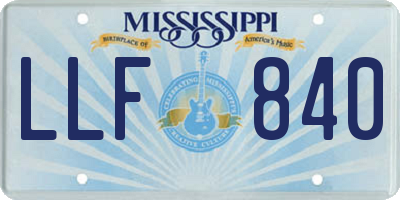 MS license plate LLF840
