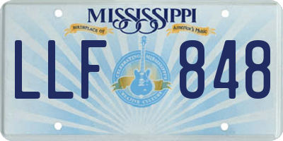 MS license plate LLF848