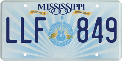 MS license plate LLF849