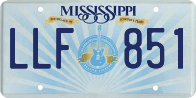 MS license plate LLF851