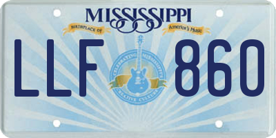 MS license plate LLF860