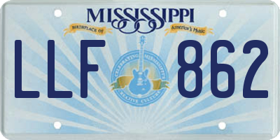 MS license plate LLF862
