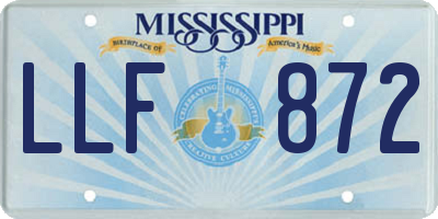 MS license plate LLF872