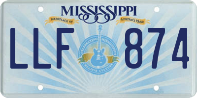 MS license plate LLF874