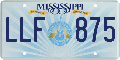 MS license plate LLF875