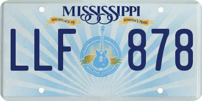 MS license plate LLF878
