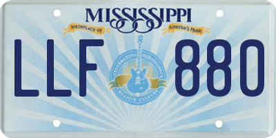 MS license plate LLF880
