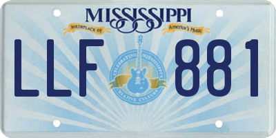 MS license plate LLF881