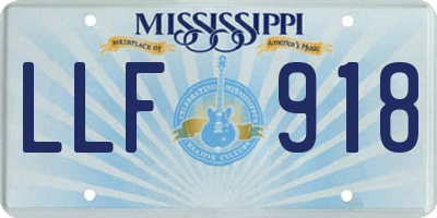 MS license plate LLF918