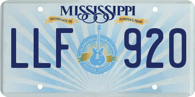 MS license plate LLF920