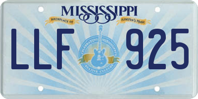 MS license plate LLF925