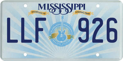 MS license plate LLF926