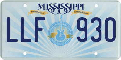MS license plate LLF930