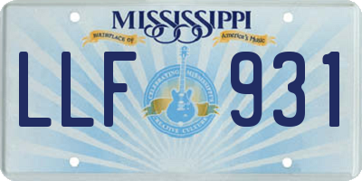 MS license plate LLF931