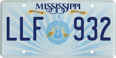 MS license plate LLF932