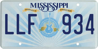 MS license plate LLF934