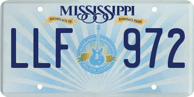 MS license plate LLF972