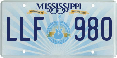 MS license plate LLF980
