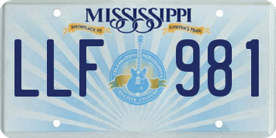 MS license plate LLF981