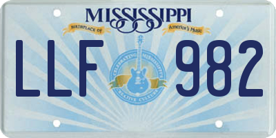 MS license plate LLF982