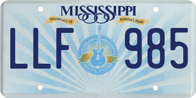 MS license plate LLF985