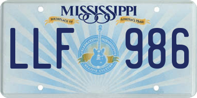MS license plate LLF986