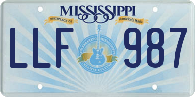 MS license plate LLF987