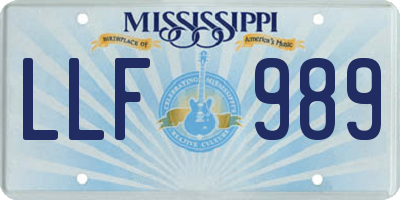 MS license plate LLF989