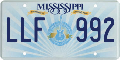 MS license plate LLF992