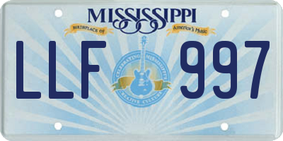MS license plate LLF997