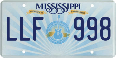MS license plate LLF998
