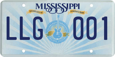 MS license plate LLG001