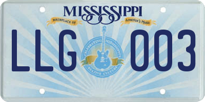MS license plate LLG003