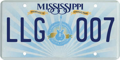 MS license plate LLG007