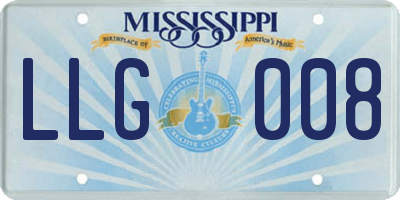 MS license plate LLG008