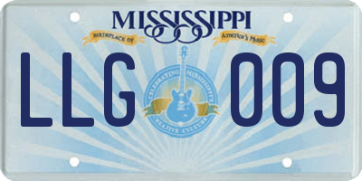 MS license plate LLG009