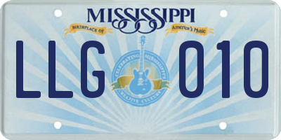 MS license plate LLG010