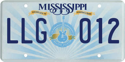 MS license plate LLG012