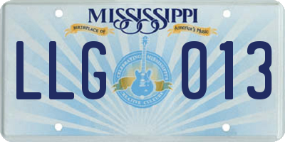 MS license plate LLG013