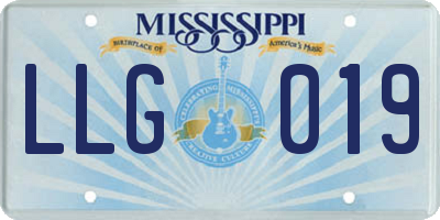 MS license plate LLG019