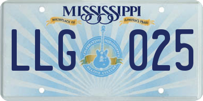 MS license plate LLG025