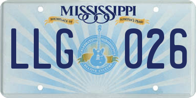 MS license plate LLG026