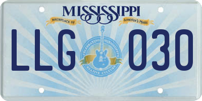 MS license plate LLG030