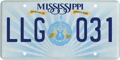 MS license plate LLG031