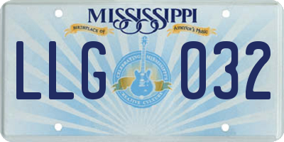 MS license plate LLG032
