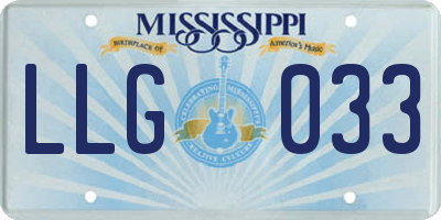 MS license plate LLG033
