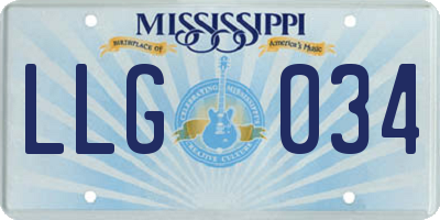 MS license plate LLG034